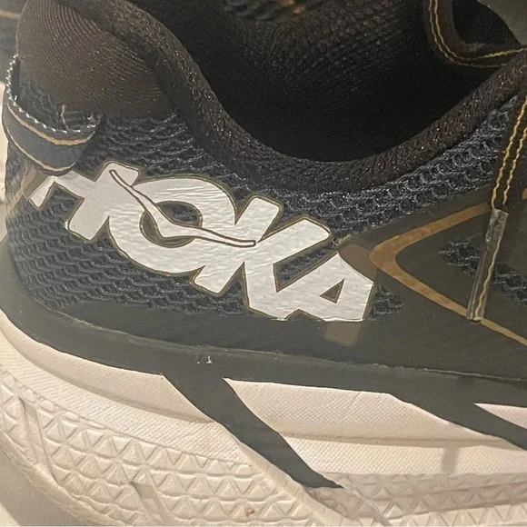 Hoka One One Running Race Clifton 3 Black & Gold Shoes Mens 10 - Picture 4 of 12